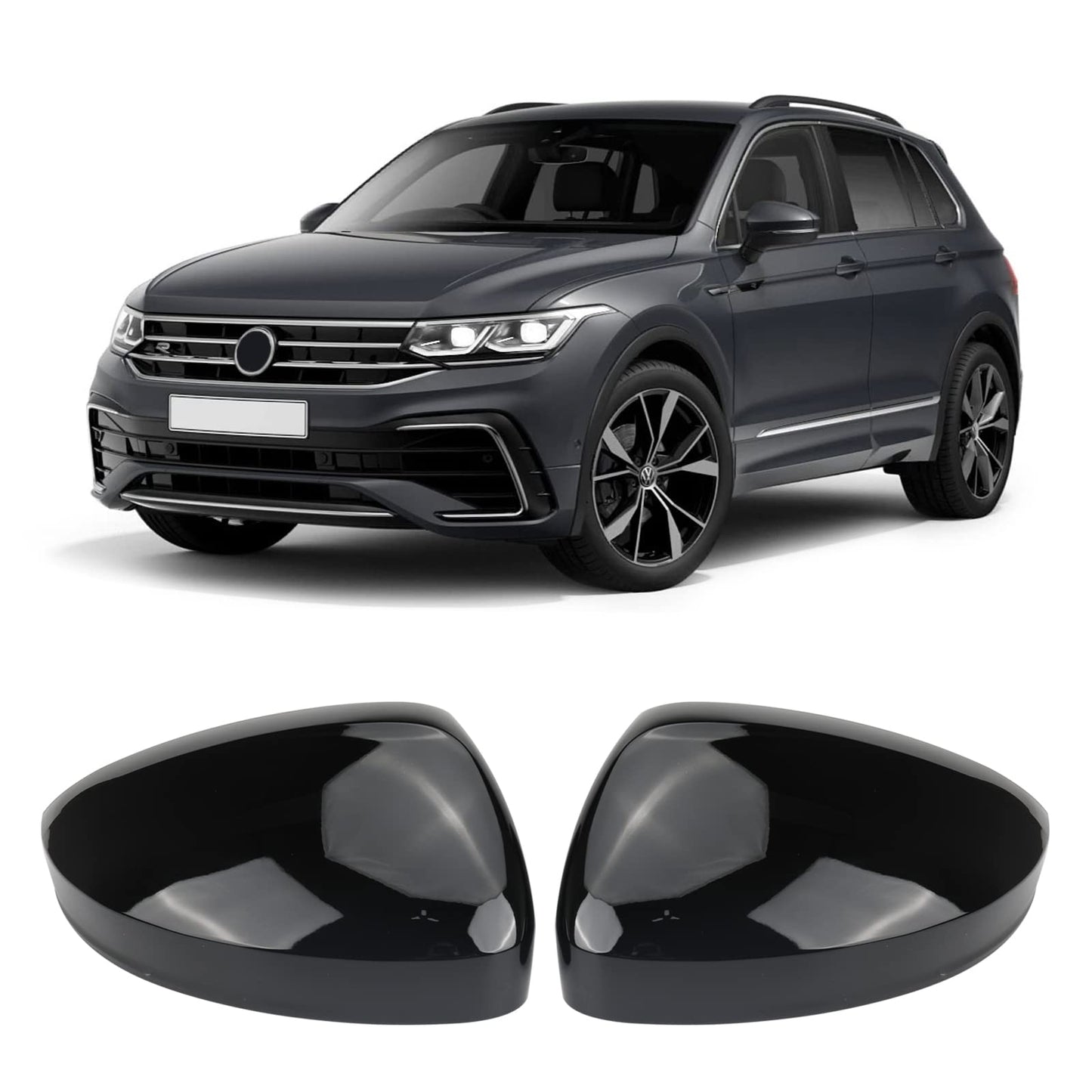 1 Pair Car Mirror Caps Outside Mirror Replacement for VW Tiguan MK2 2017-2020, Mirror Covers Rear View Mirror Covers Side Mirror Covers, Mirror Housings Glossy Mirror Caps
