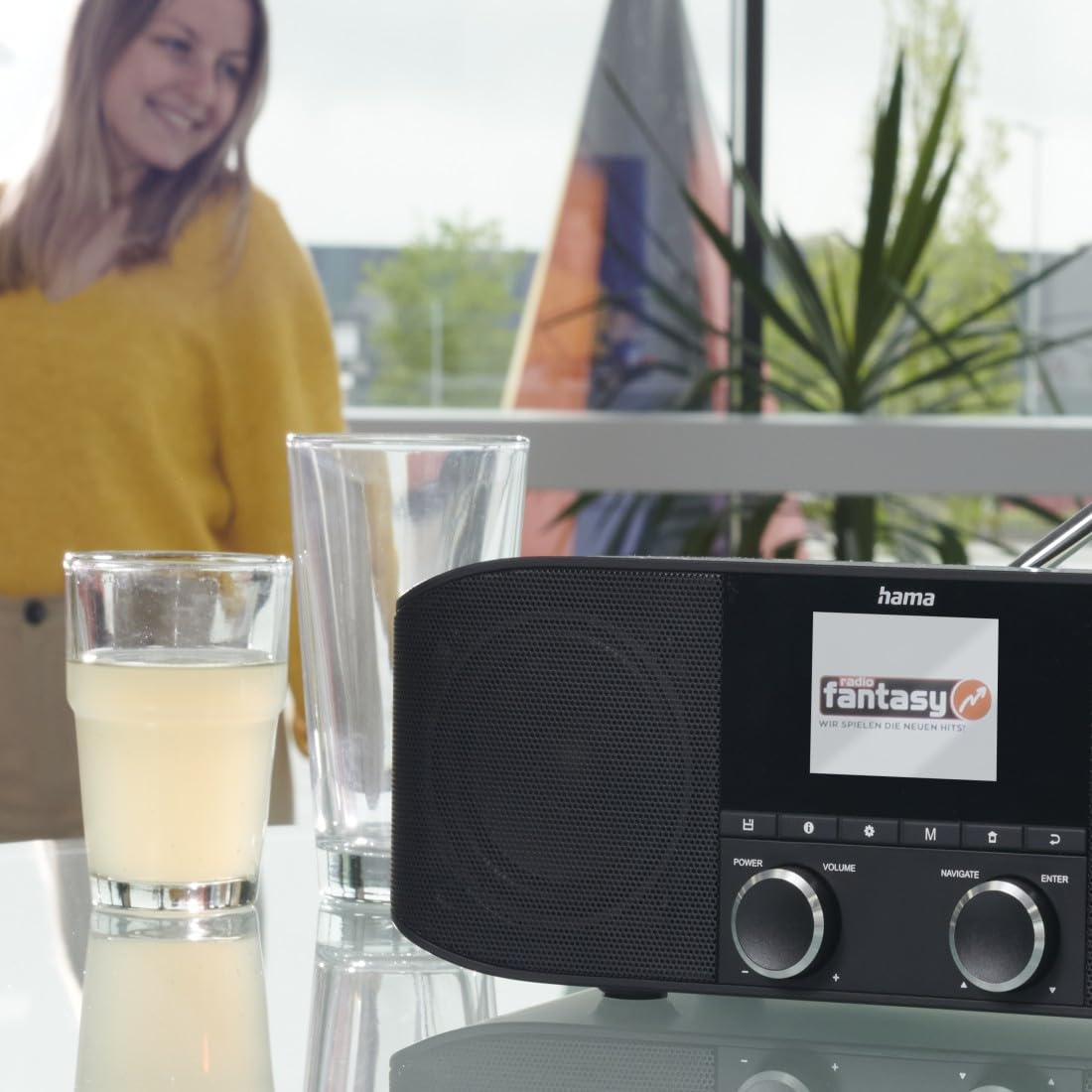 Hama DAB+ Radio with Bluetooth - Kitchen Radio DR1410BT Digital Radio Stereo, Alarm Clock, Headphone Jack Aux 3.5mm, FM, Color Display - Black