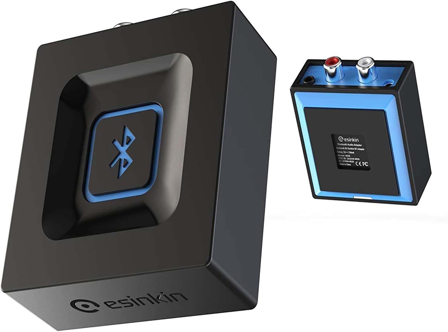 Esinkin Wireless Bluetooth Audio Receiver, Bluetooth adapter for PC/Mac/Smartphone/Tablet/AV receiver/stereo system, 3.5mm & RCA input, One-Push button (On/Off button).