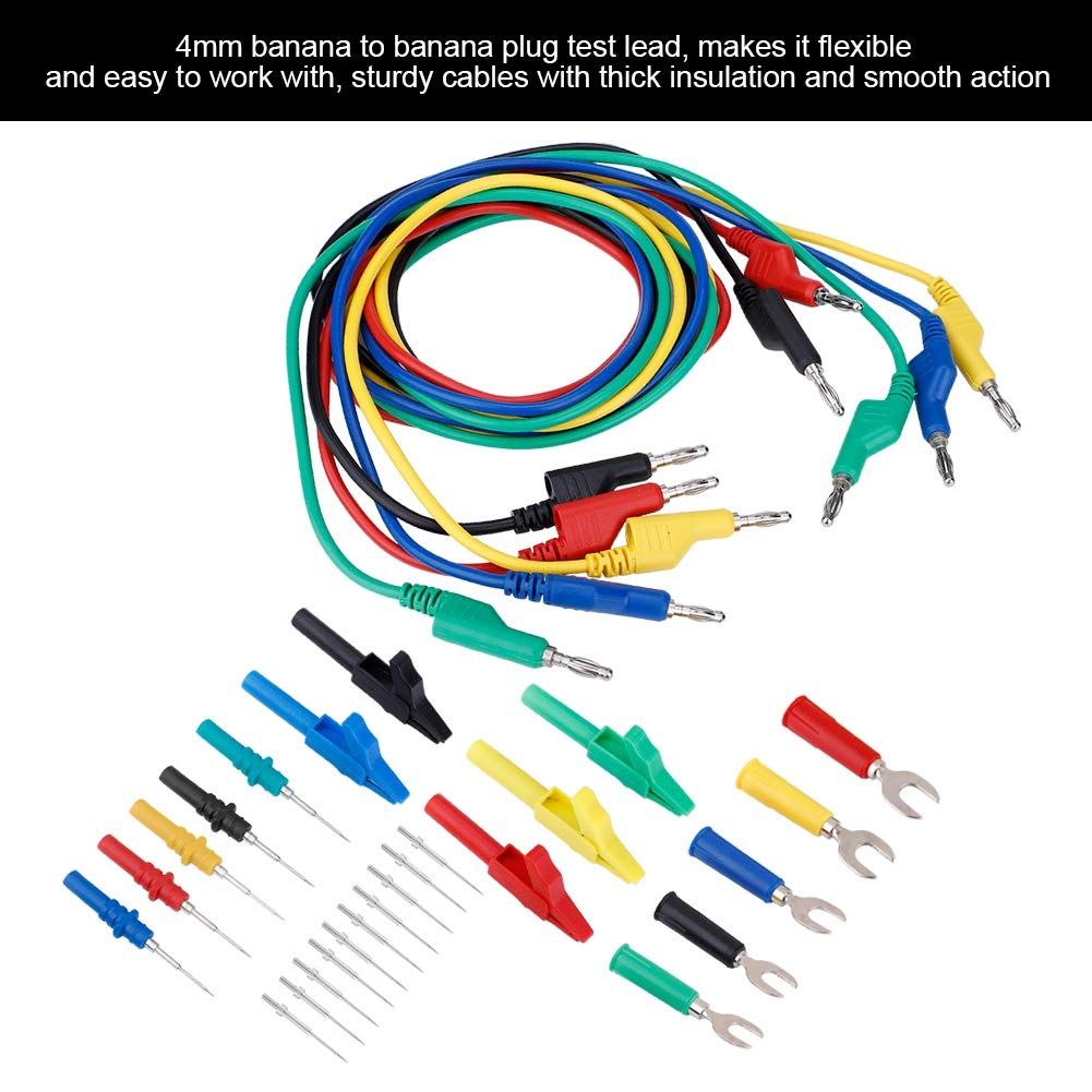 4mm banana plug test lead set P1036B with alligator clips, U probes for multimeter testing.