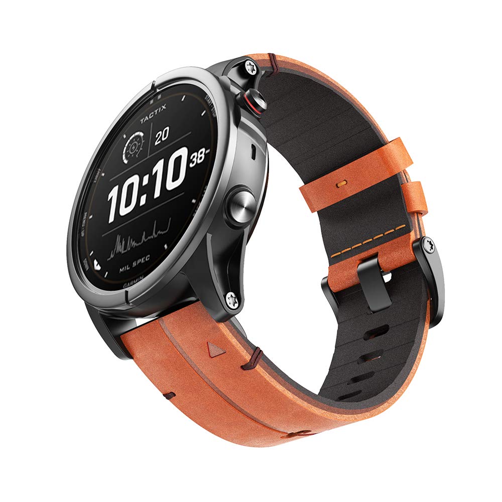 NotoCity Replacement Leather Band compatible with Garmin Fenix 7X/5X/5X Plus/6X Pro/6X Sapphire/3/3HR (26mm) Quickfit Strap for Sports & Business for Men and Women (Brown)