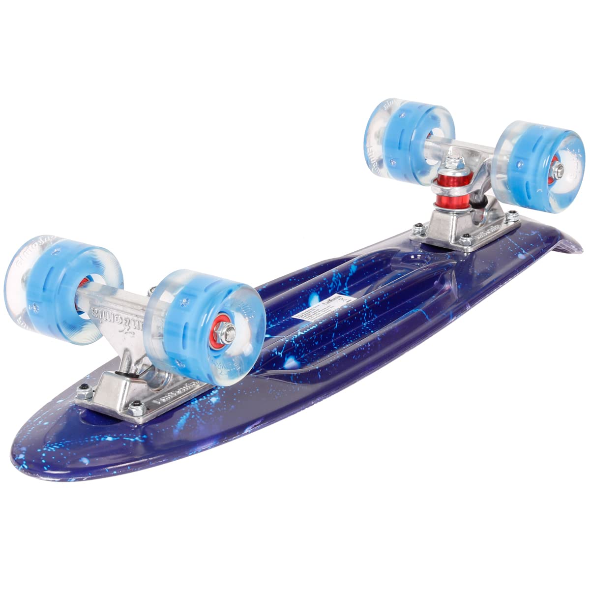 FunTomia 57cm mini cruiser board skateboard with or without LED light-up wheels including aluminum truck, ABEC-9 bearings, and T-Tool (Galaxy blue with blue LED wheels)