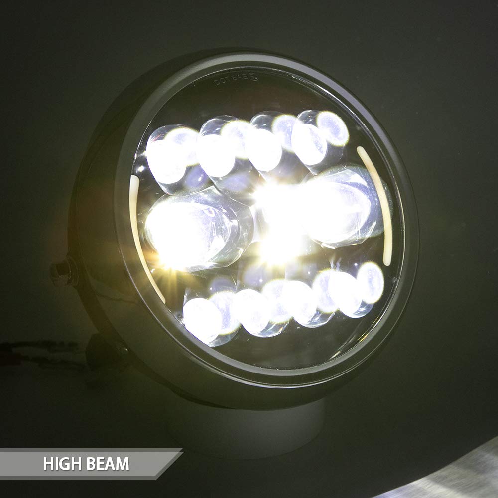 evomosa Motorcycle Headlight LED 7.5 Inch Motorcycle DRL Light Front Headlamp with Bracket (Color 2)