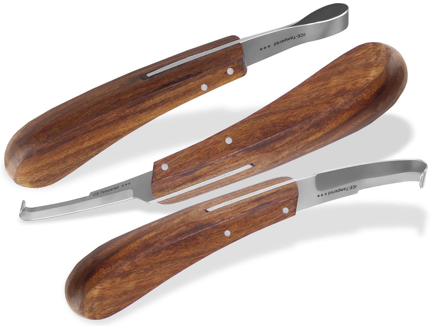 Professional Hoof Knife Set Loop wide and narrow sharp blade 3 x Hoof Knife Loop Knife Groove Knife Hoof Care Farrier Tool Special Steel Stainless Ergonomic Handle for Animals Horses