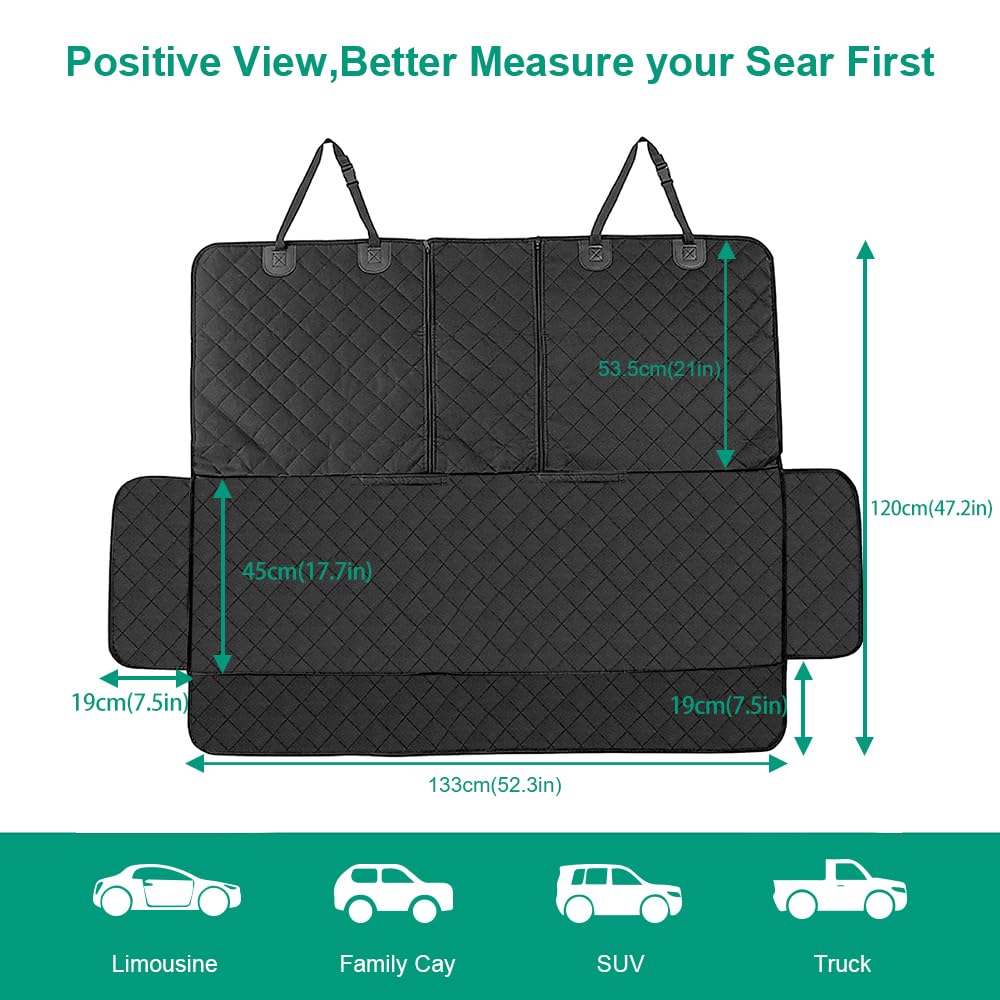 ANOSOSPECIAL Gray Dog Car Seat Cover for Back Seat, Pet-friendly and waterproof, universal fit, interior protection for car, van, SUV - perfect for kids and pets.
