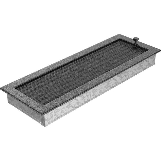 Short ventilation grille fireplace grille 17cm x 49cm black-silver with louvers