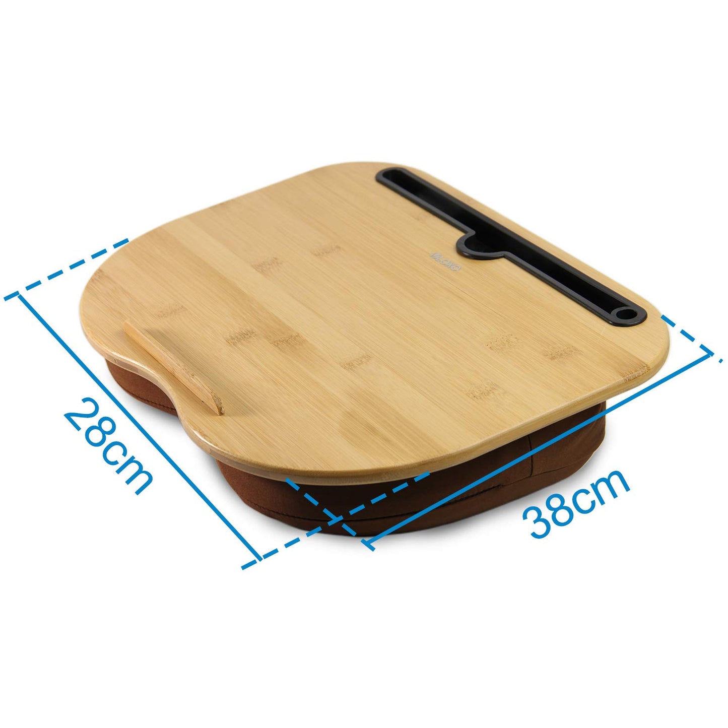 VLOXO Portable Laptop Cushion Bamboo for Bed & Couch, soft padding, ergonomic Knee Tray Cushion with cable hole & anti-slip stripes Lap Desk for max.14 inch Notebook, Tablet, MacBook