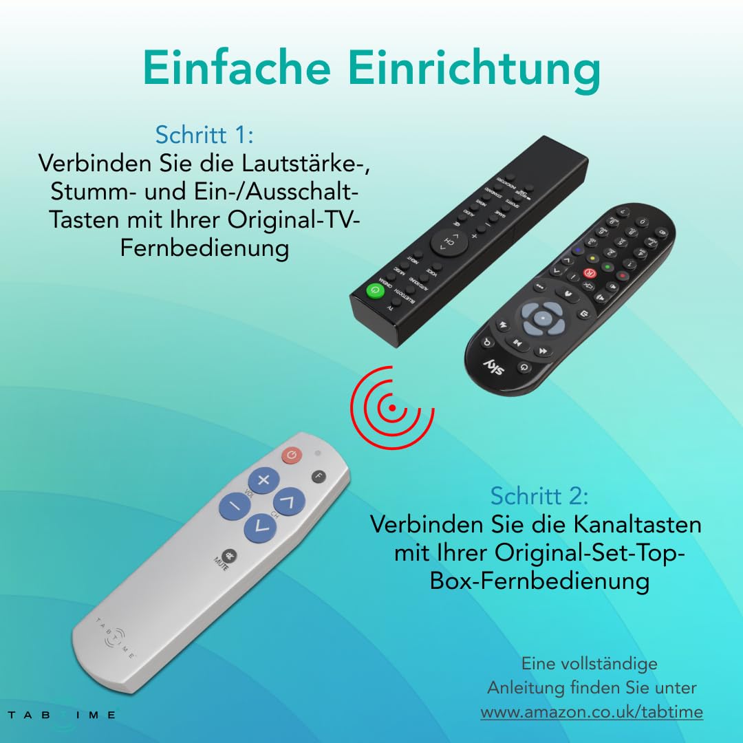 TabTime Senior Remote Control TV with large buttons - Easy to use & set up - Universal and simple TV remote control - suitable as a gift for people with dementia