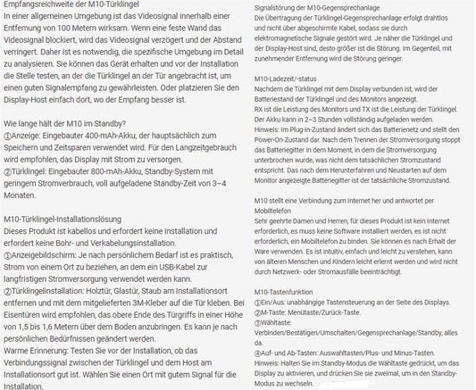 Wireless doorbell camera with monitor, video intercom system with 4.3 inch screen, phone security camera.