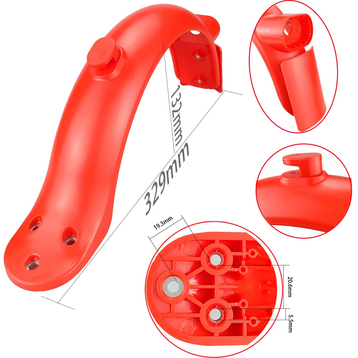 Gleamydot Electric Scooter Front Guard and Rear Wheel Fender Grips Kit Compatible for Adult Mi Xiaomi 1S Essential Pro2 Electric Scooter 3 Electric Scooter Accessories (red)