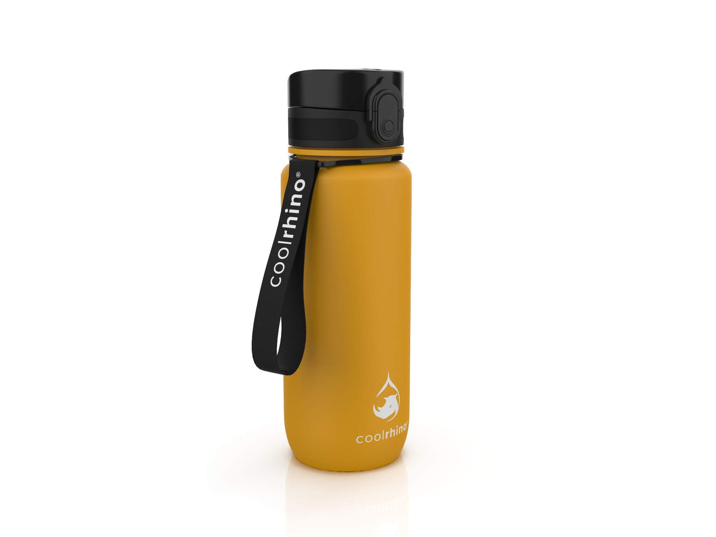 coolrhino Water Bottle 1000ml for sports, outdoor, school, fitness & kids - Leak-proof and BPA-free - Bottle suitable for carbonated drinks (Rhino Sun Yellow, 1000ml)