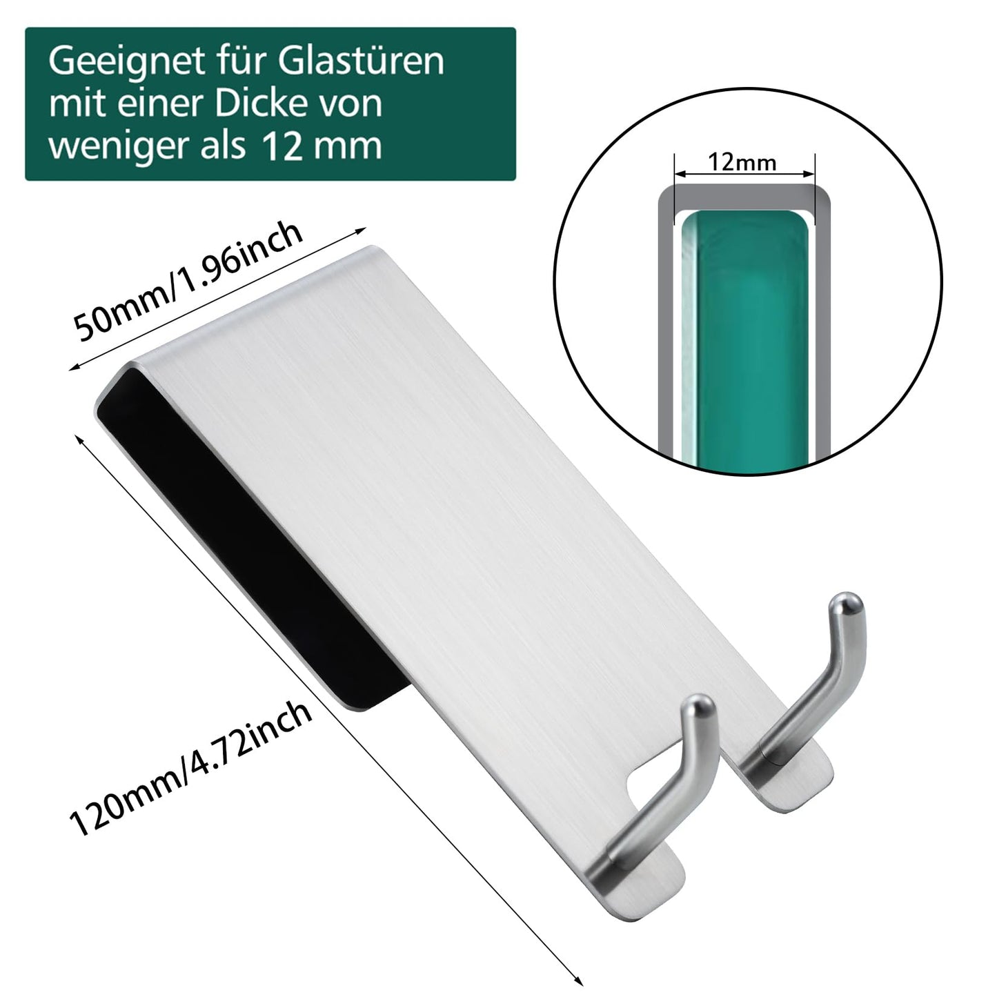 Kegii Bathrobe Towel Hooks 3 Pack - Hooks for Shower Wall, Stainless Steel Towel Holder for Hanging on the Glass Shower Door, Silver
