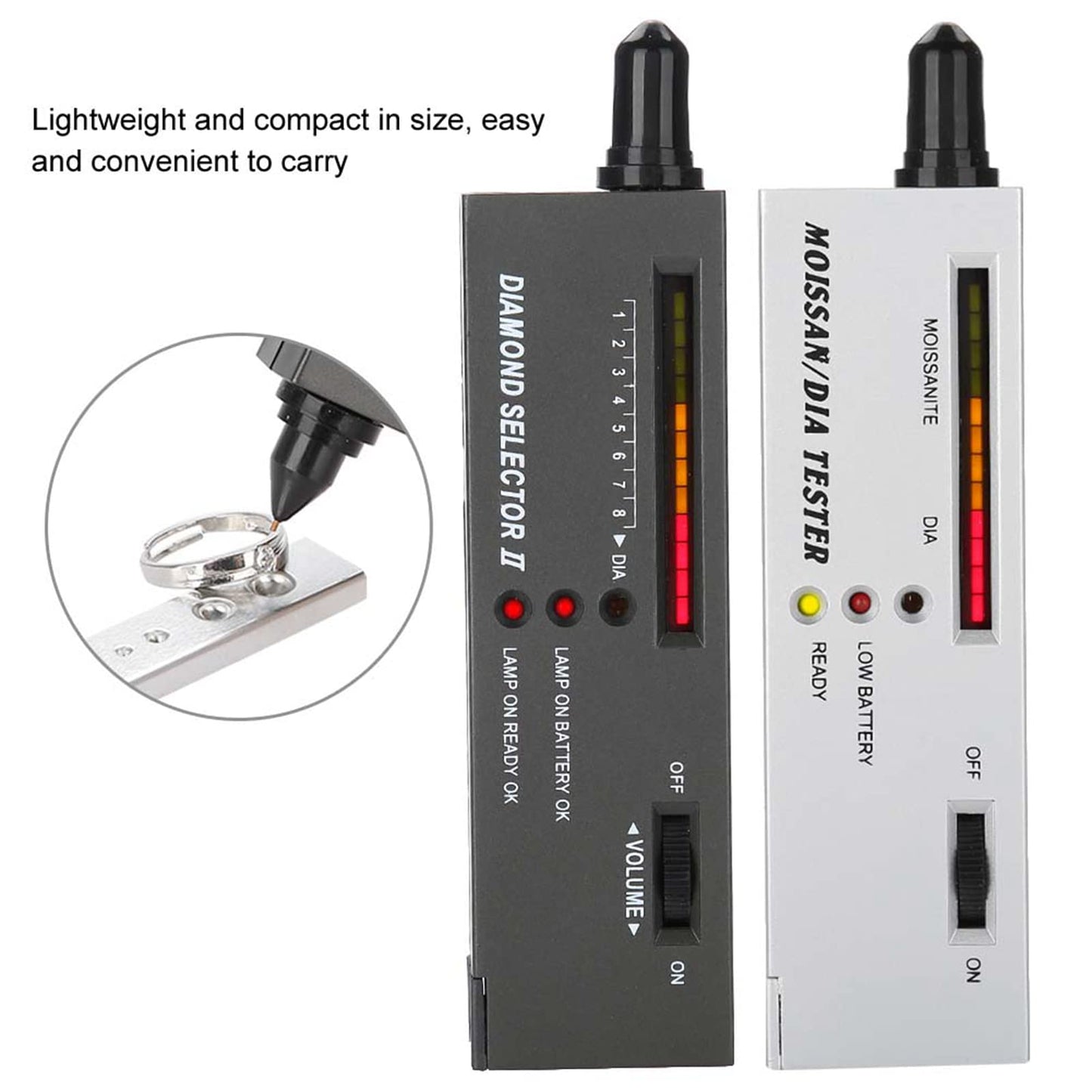 Jewelry tester, gem tester, professional diamond gem selector Portable LED audio diamond tester with Diamond Selector II, Moissanite tester, 2 manuals, 2 trays