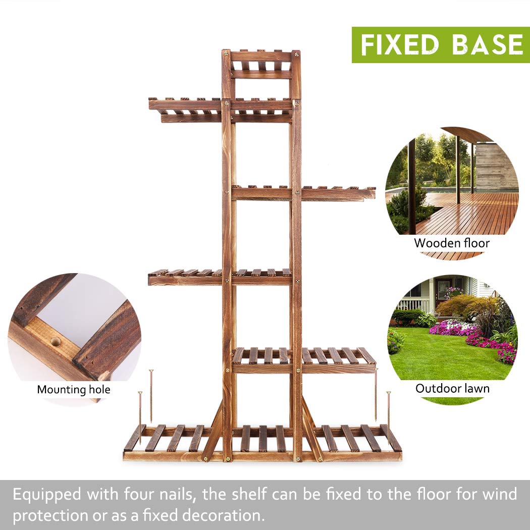 Outdoor flower stand, solid wood flower shelf with 6 levels. Plant ladder multi-storey, 90 x 131 x 25cm.