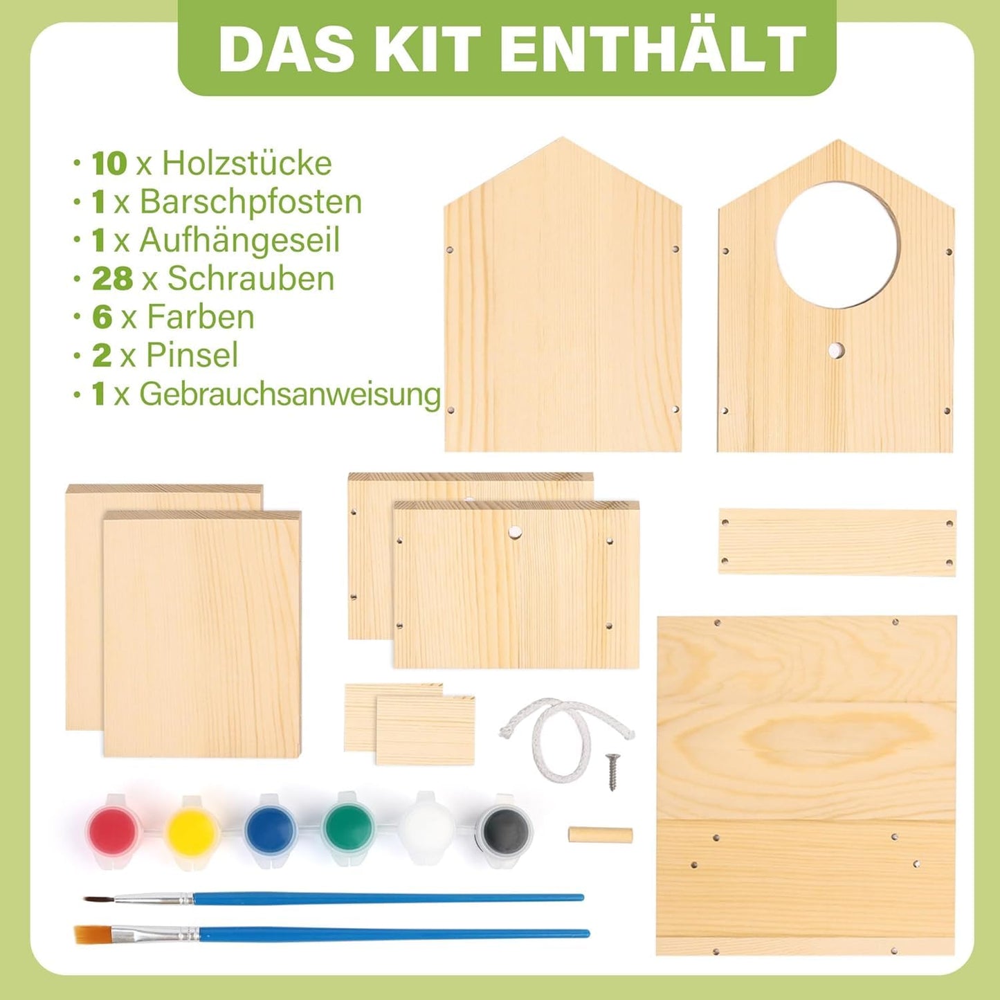 LotFancy Birdhouse Building Kit for Kids, 2 x Birdhouses to paint, Wood Craft Set, DIY Crafting Kit Birdhouse Making Easter Gifts for Girls Boys Toddlers