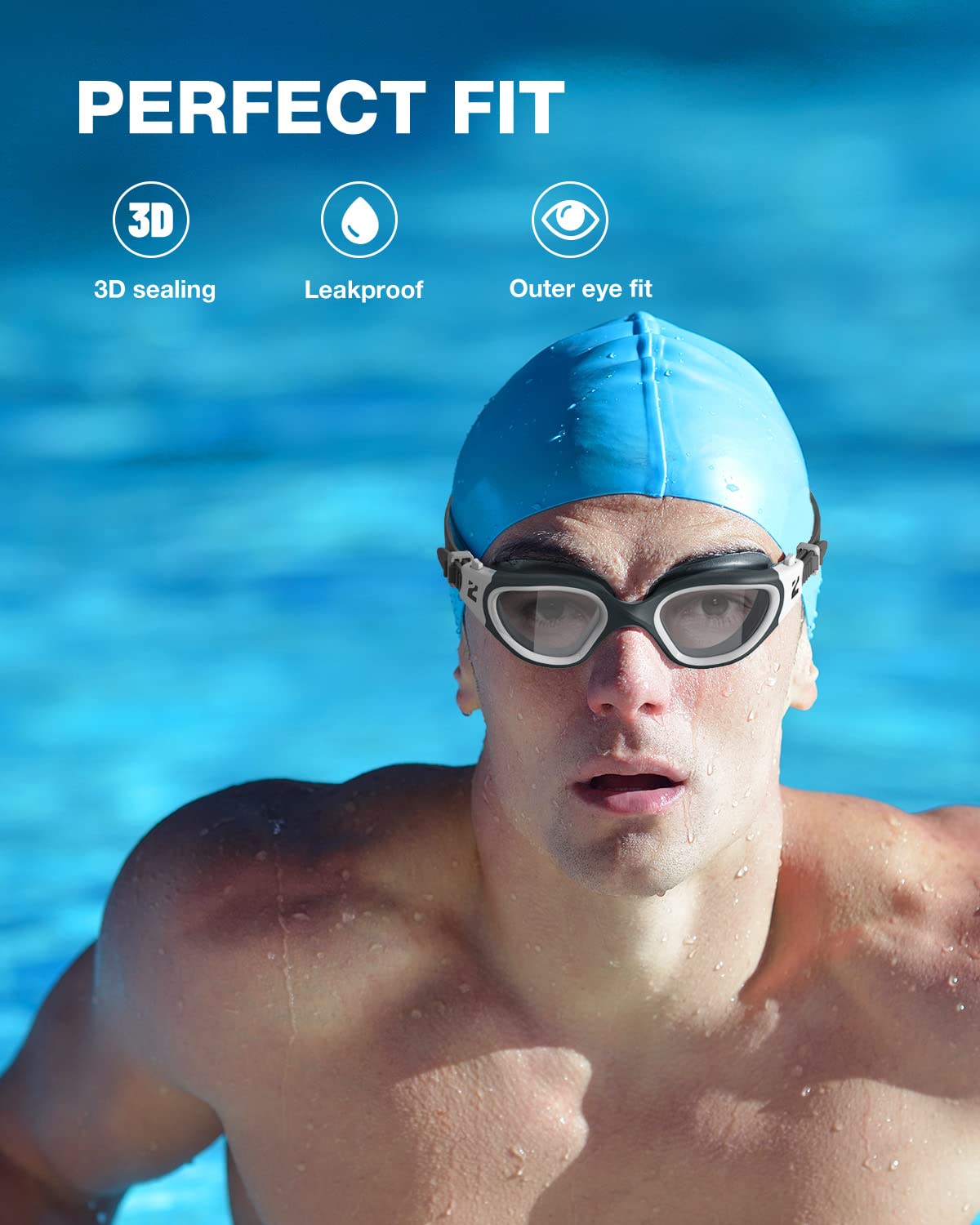 ZIONOR swim goggles, G1SE swim goggles for men and women with UV protection anti-fog comfort professional swim goggles.
