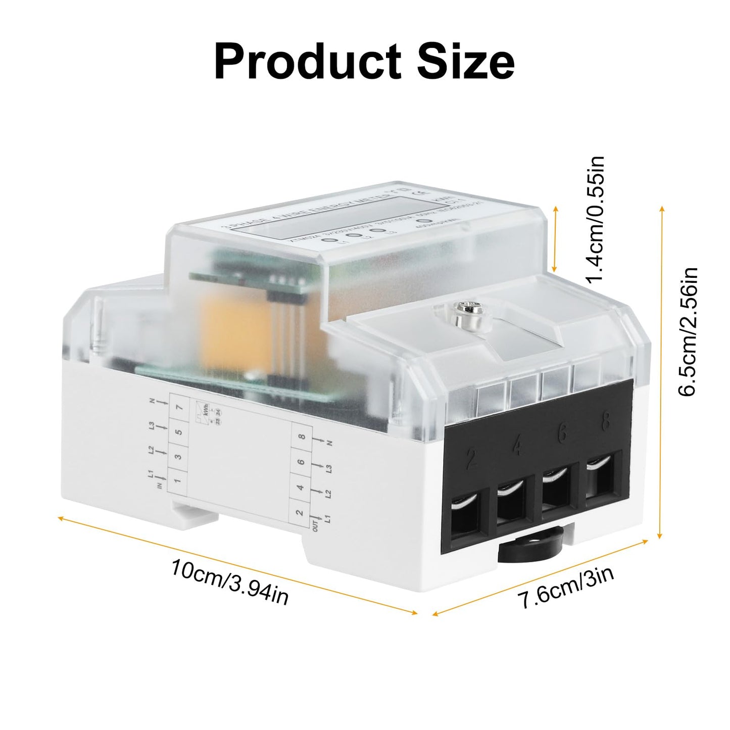 Judavry 3-phase power meter, DIN rail three-phase four-wire power meter digital 230/400V 5-100A electricity meter LCD energy meter for DIN rail sub-metering electricity.