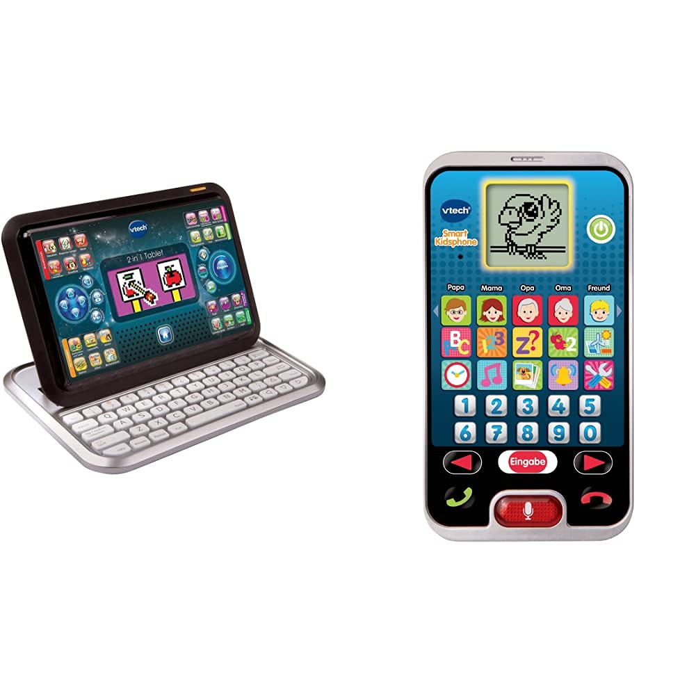 Vtech 80-155504 Tablet 2-in-1, White/Black & 80-139304 - Smart Kid's Phone