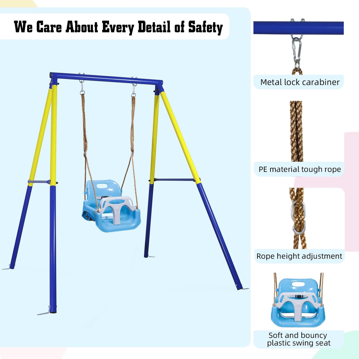 CCLIFE baby swing with swing frame children's swing swing frame outdoor and indoor adjustable from 2 years ZERRO