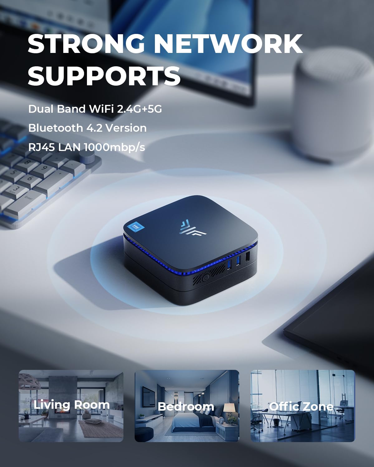 NiPoGi AK1PLUS Mini PC with Intel Alder Lake-N N95 (up to 3.4 GHz), 8GB DDR4, 256GB SSD. Micro PC with 2.5-inch SSD, Gigabit Ethernet, 2.4+5G WiFi, BT4.2, 4K@60Hz UHD Dual Display. Perfect for office/school use.