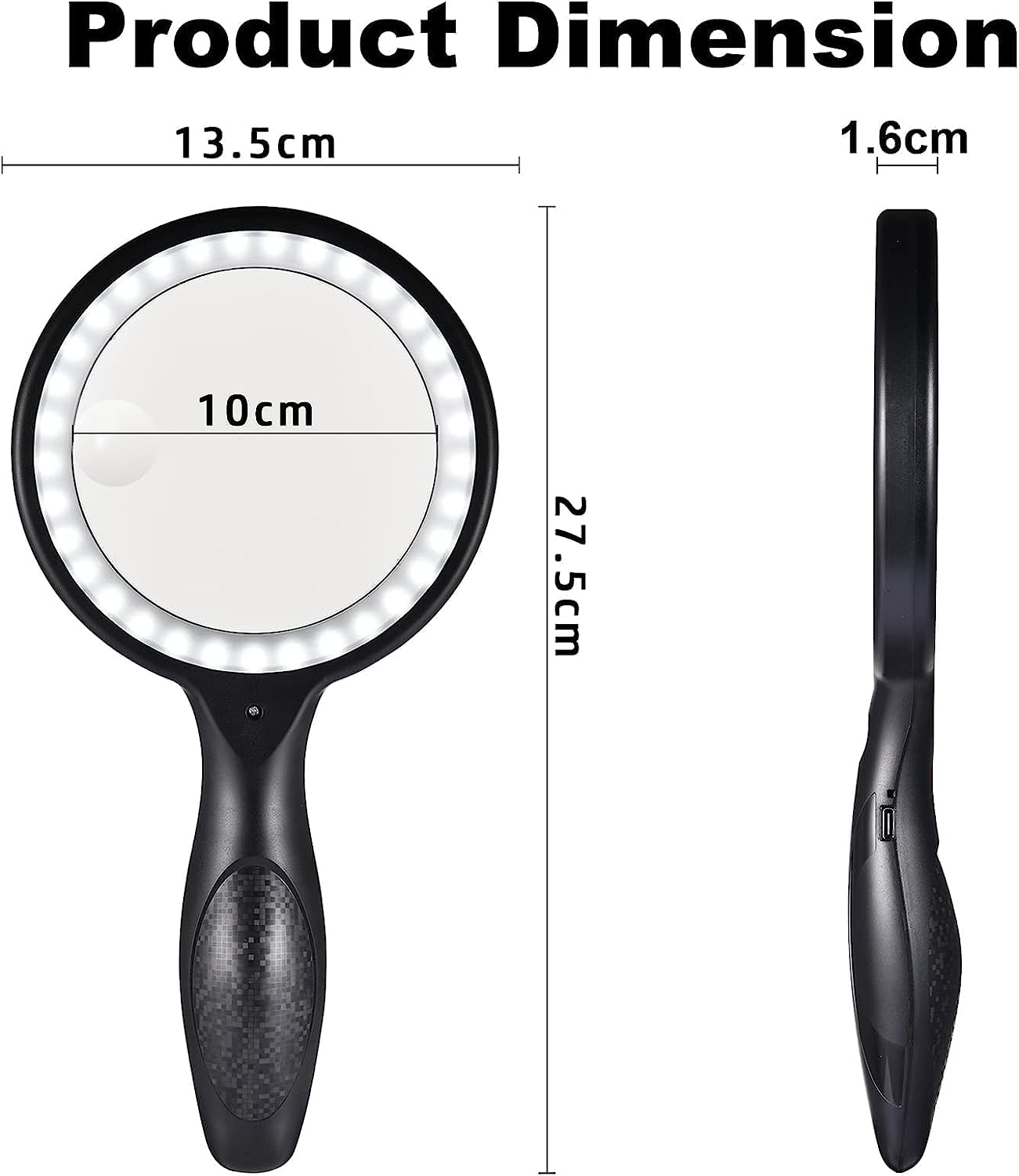 Magnifying Glass with Light, 60X 30X 33 LED Handheld Magnifier 30X Reading Magnifier with Light, USB Rechargeable Magnifier 3 Modes Reading Magnifier for Seniors, Kids, Jewelers, Hobbies