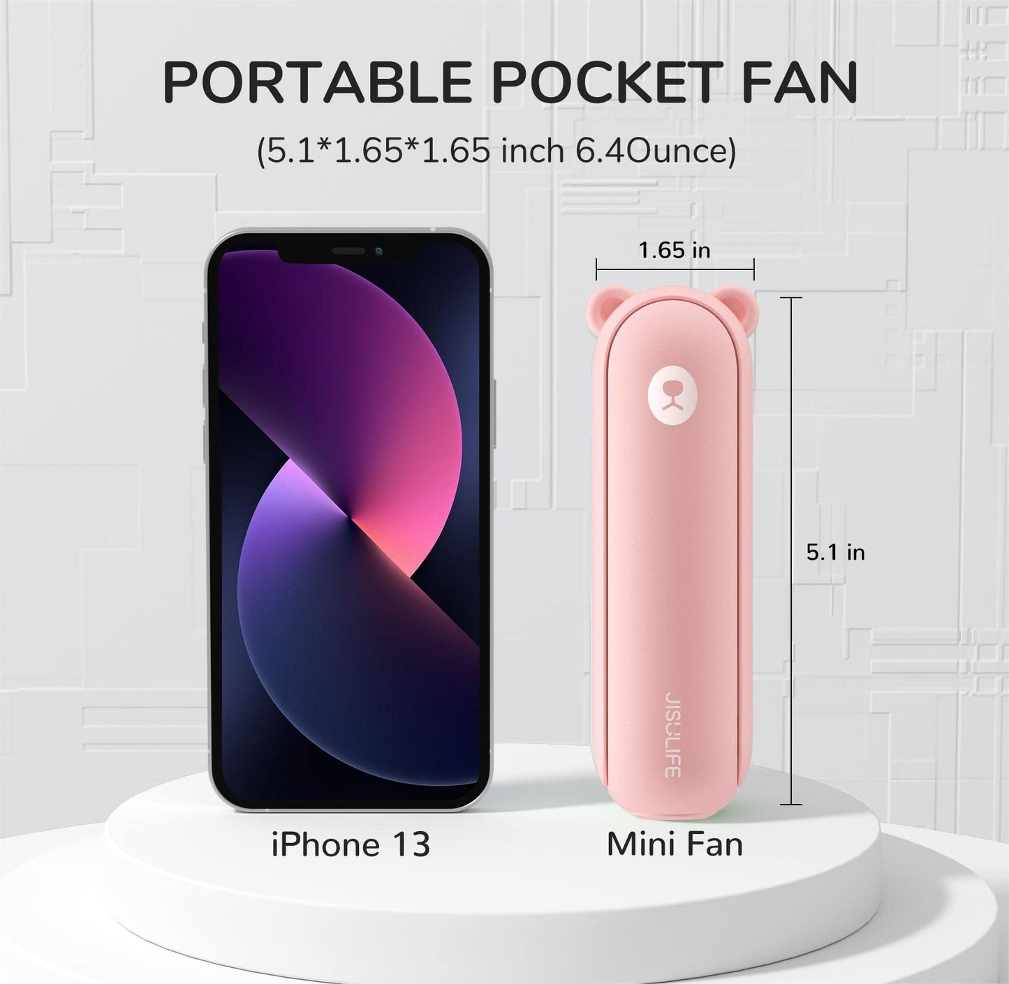 JISULIFE Handheld Fan Mini Fan 3 IN 1, with 4500 mAh Power bank USB Battery Small, Battery-operated Max 37Hrs Runtime Portable Fan, Flashlight Function-Pink