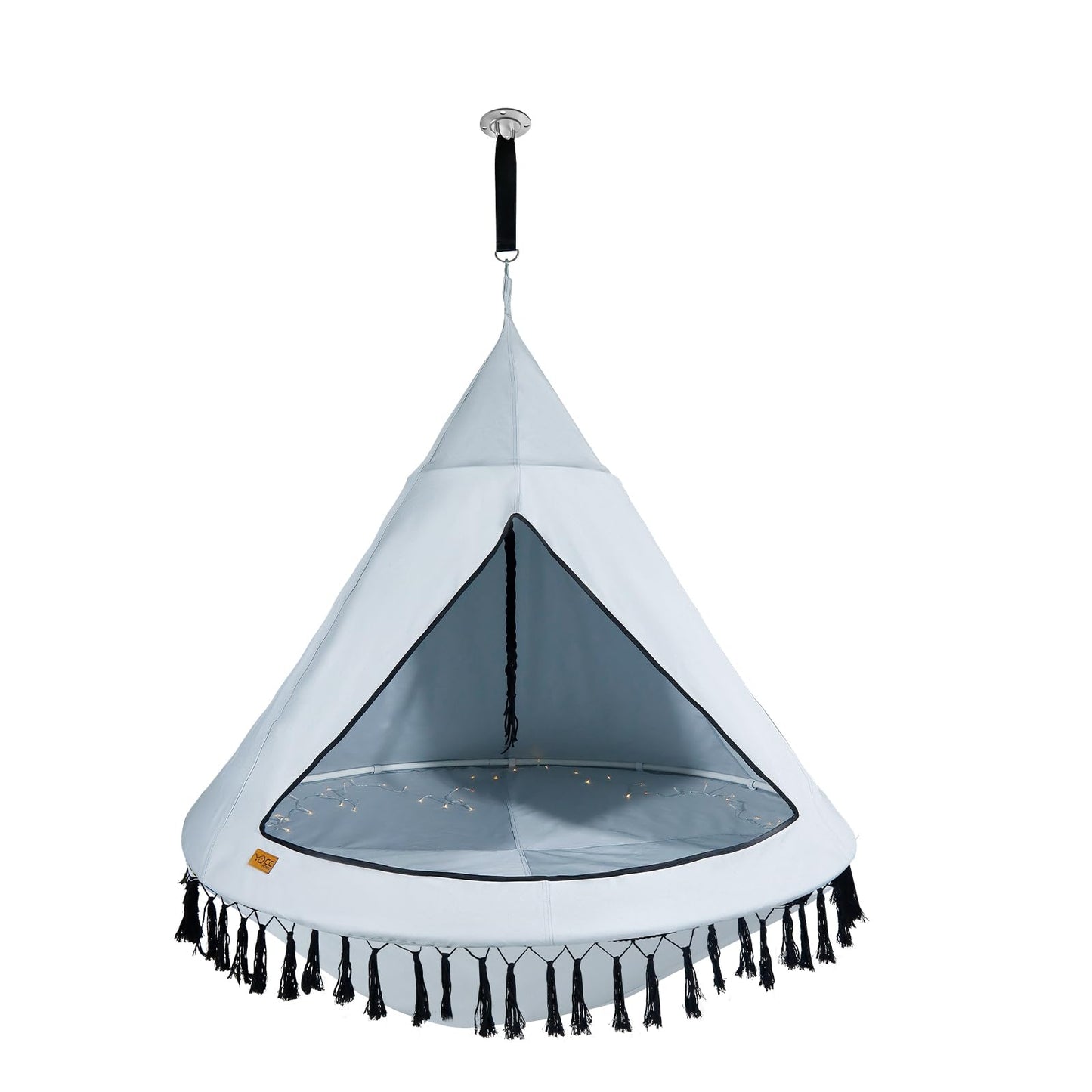 CCLIFE Nest Swing with Tent Ø 120 cm Swing Indoor & Outdoor Hanging Cave Hanging tent for Kids & Adults Max. 120kg in Grey
