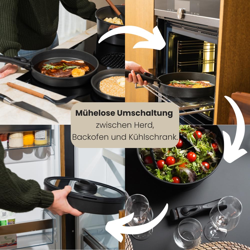CookingTotem® Luxury Induction Cookware Set - Stackable set with ceramic non-stick coating, removable handle, oven safe, pot set, pots & pans set, PFAS-free, coated cookware.