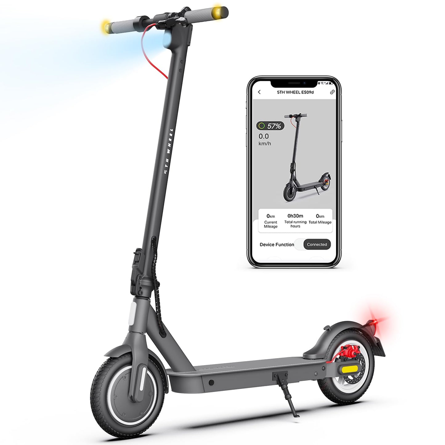 Street-legal E scooter, 10-inch, max 32km range 20km/h, comfortable suspension, electric scooter up to 120kg, turn signals, APP connectivity, dual braking system Adult E Roller