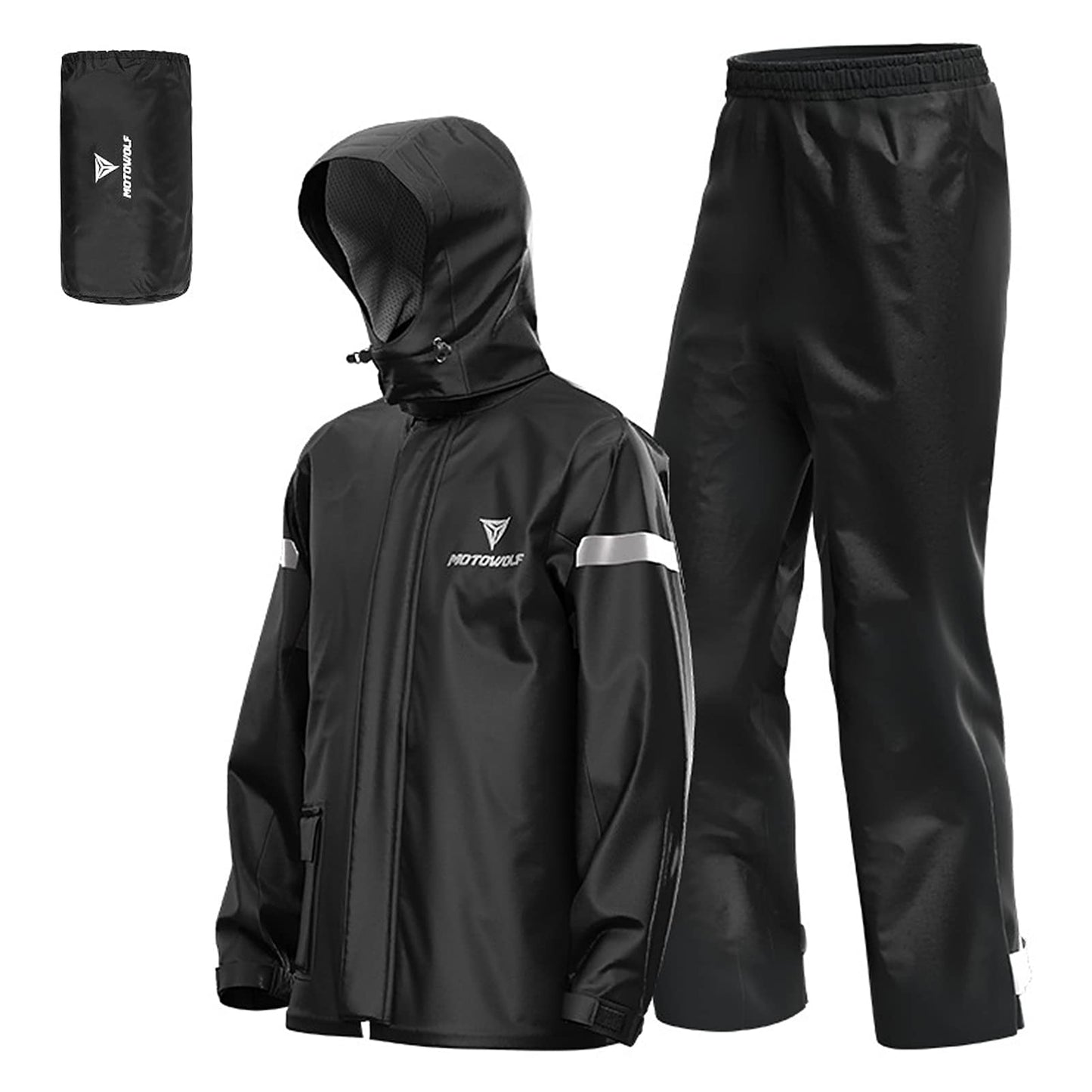 Lixada Men's Motorcycle Rain Suit Outdoor Reflective Waterproof Rain Jacket and Pants Rain Gear for Biking Cycling Camping Hiking