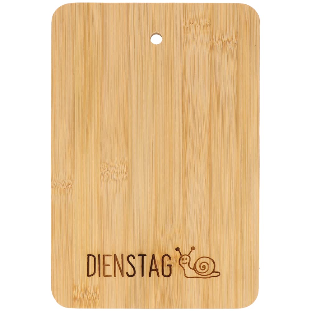 Ready to use | Set of 6 bamboo breakfast boards with stand | Wooden board stand with breakfast boards | Cutting board set "Days of the Week - Kids" | Funny kitchen accessory