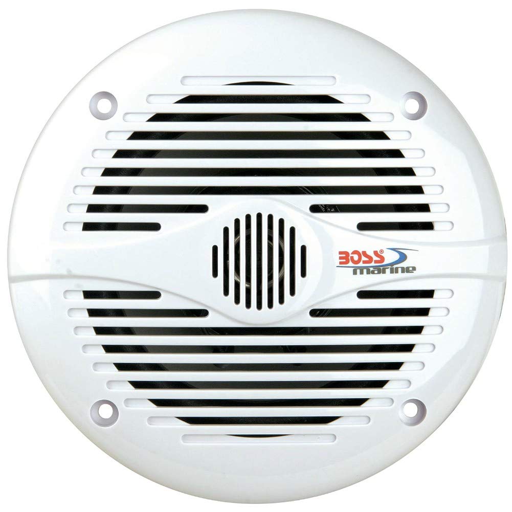 2 marine speakers compatible with BOSS Audio MR50W 2-way 6.5 inch 75 watt rms 150 watt max waterproof sea pool boat, per pair + 5 free stickers.