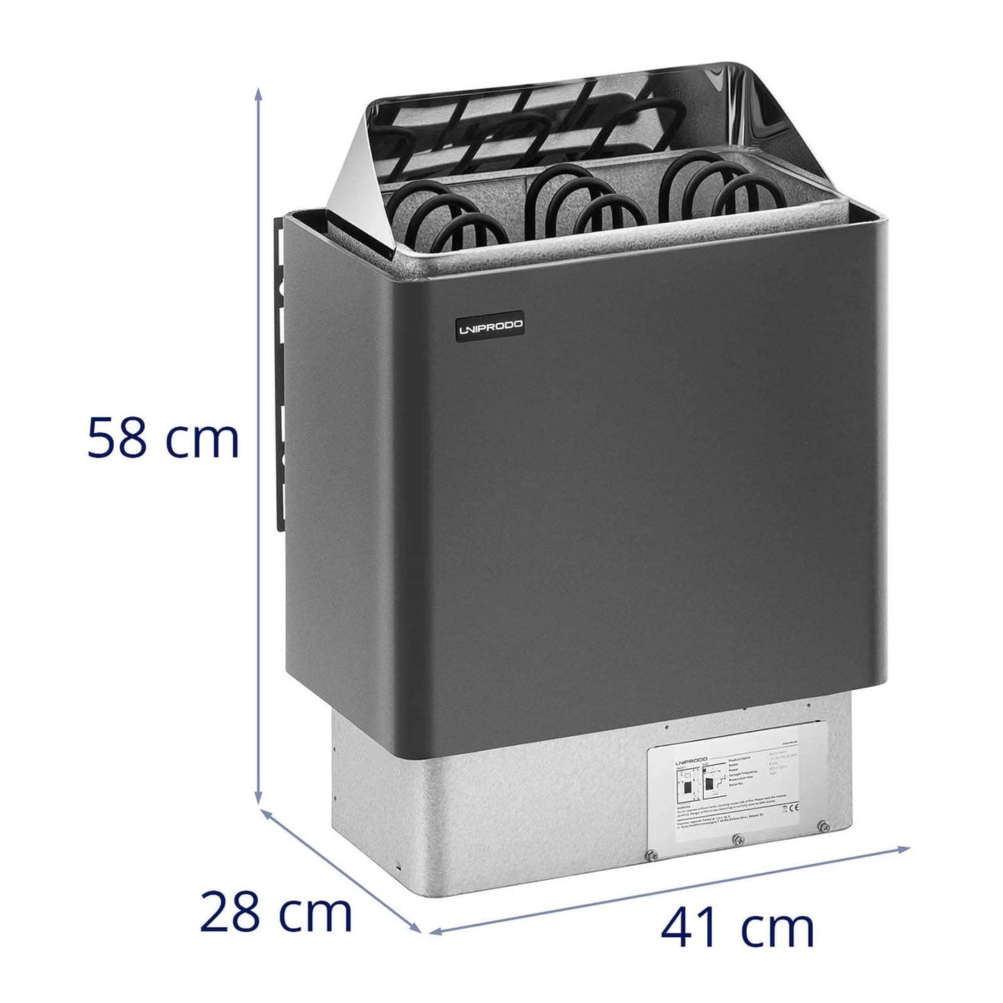 Uniprodo UNI_SAUNA_G4.5KW sauna heater 4.5 kW 30 to 110 °C overheat protection thermostat