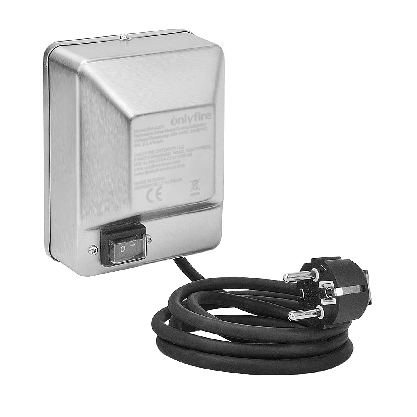 Onlyfire stainless steel grill motor for rotisserie, BBQ, 2U/M (rotations per minute) - 50/60Hz - 4 watts.