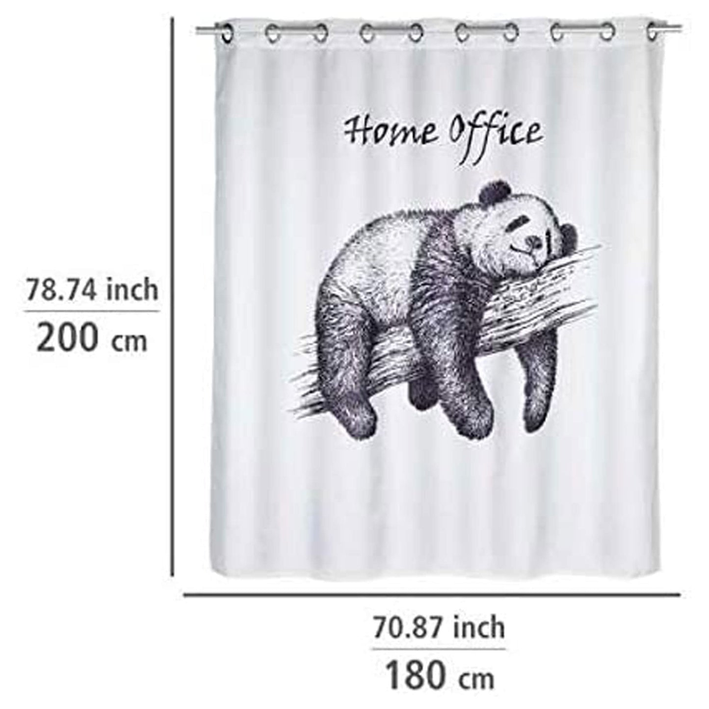 WENKO Anti-Mold Shower Curtain Home Office Flex, antibacterial textile curtain with anti-mold effect, washable, water-repellent, with integrated hanging system, 180 x 200 cm, Black/White