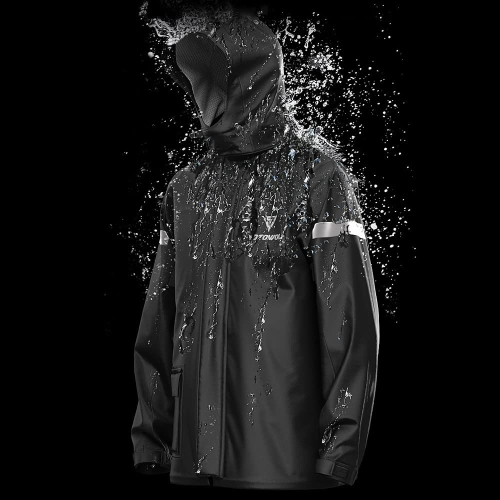 Lixada Men's Motorcycle Rain Suit Outdoor Reflective Waterproof Rain Jacket and Pants Rain Gear for Biking Cycling Camping Hiking