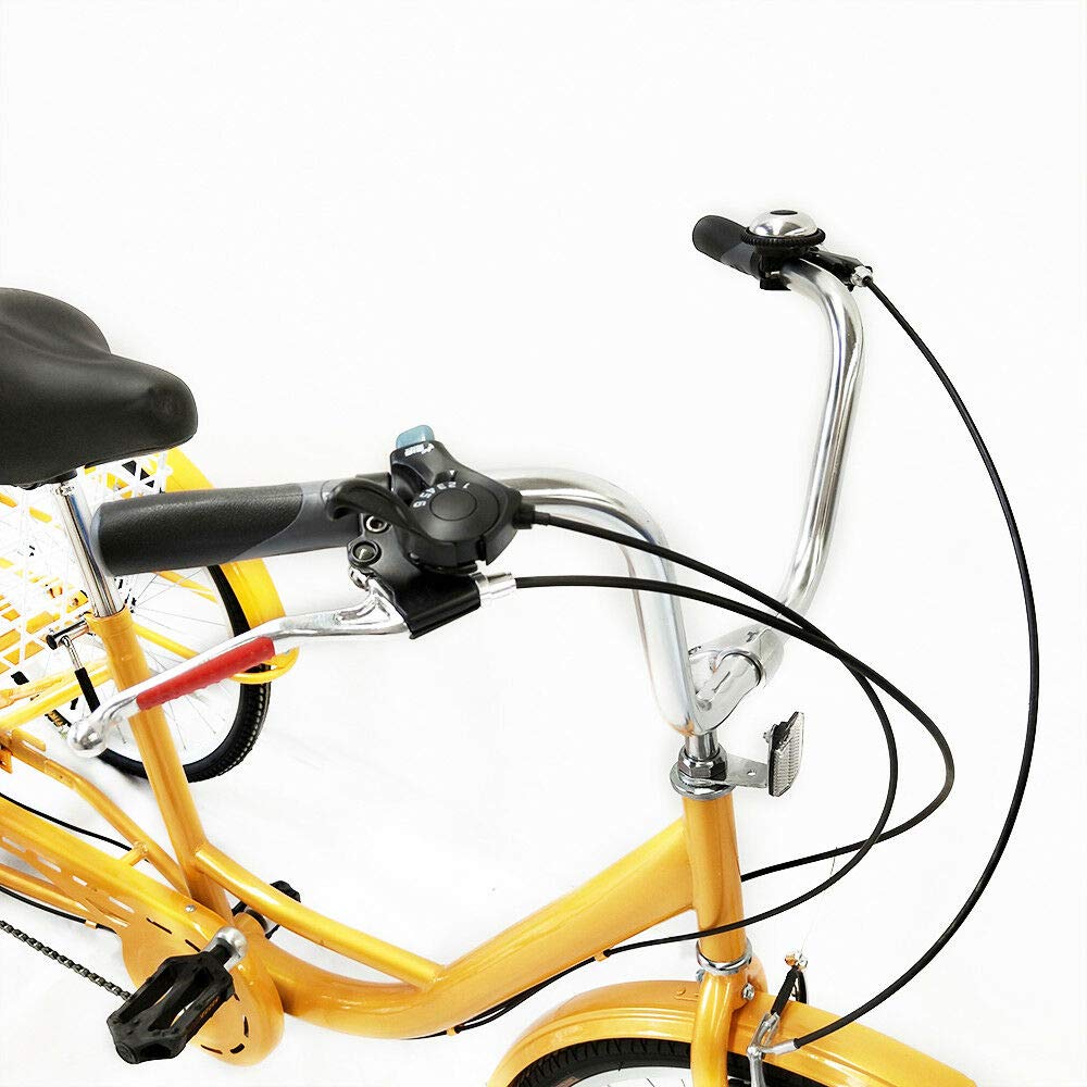 MINUS ONE adult tricycle Bicycle with 3 wheels Seniors' bike Cargo bike 24" 6-speed gear shift (yellow with lights)