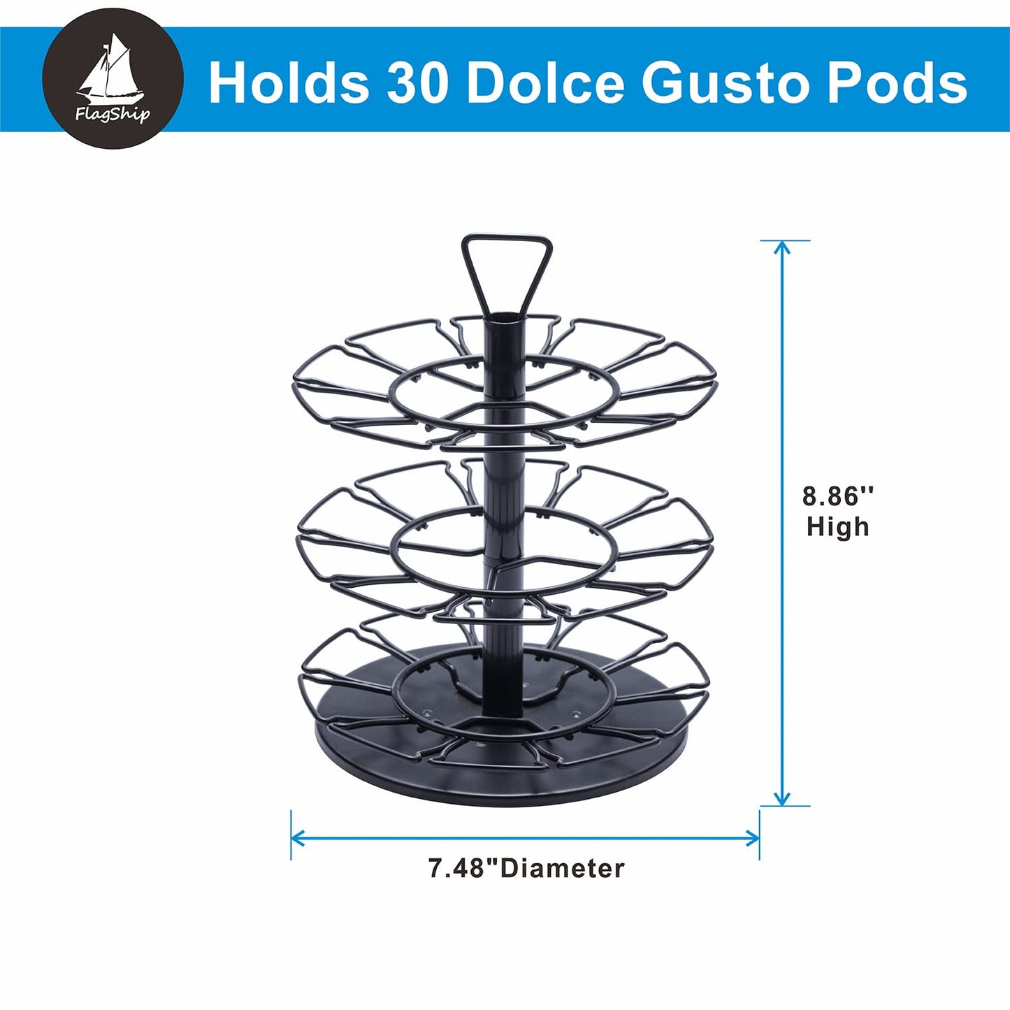 Flagship coffee capsule holder carousel 3 floors for Dolce Gusto capsule holder metal DIY install small for Nescafe Dolce Gusto (30 capsules)
