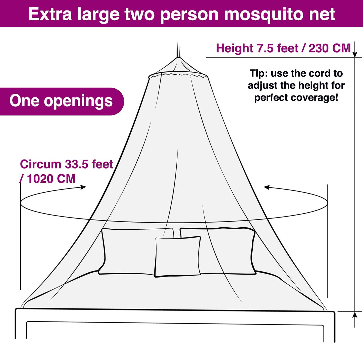 Purple bed canopy with pre-glued glowing unicorns - Violet princess mosquito net for girls' room decoration - Canopy curtains for children and baby beds.