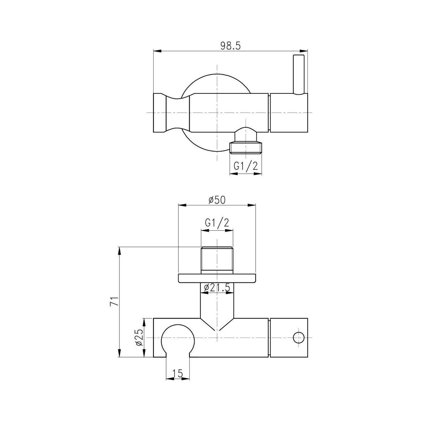 Design WC/bidet handheld shower complete set with shut-off valve - round