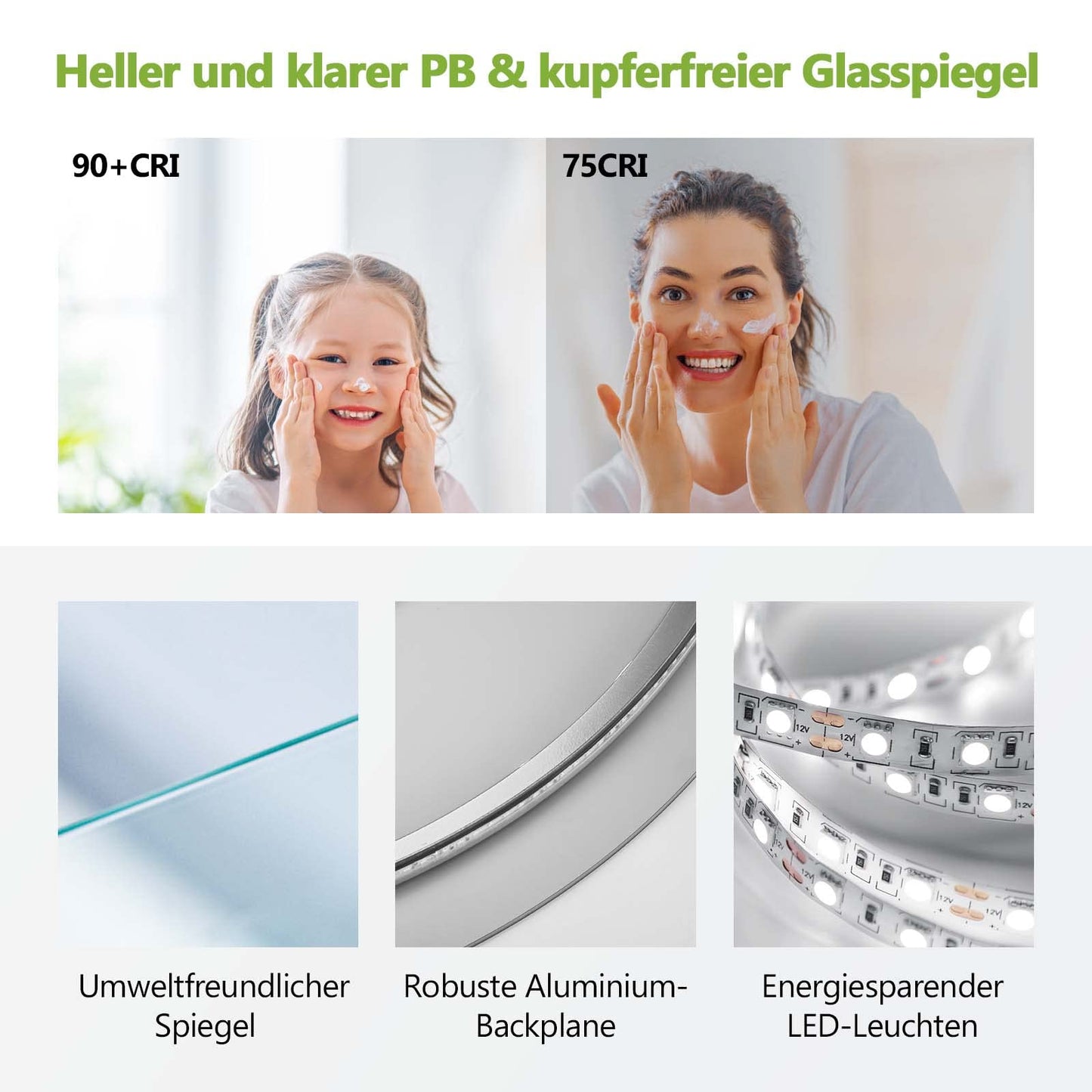 S'AFIELINA Bathroom Mirror with Lighting Round 60cm Diameter LED Bathroom Mirror with Touch Switch Dimmable Round Bathroom Mirror Cool White 6500K IP44 Energy Saving