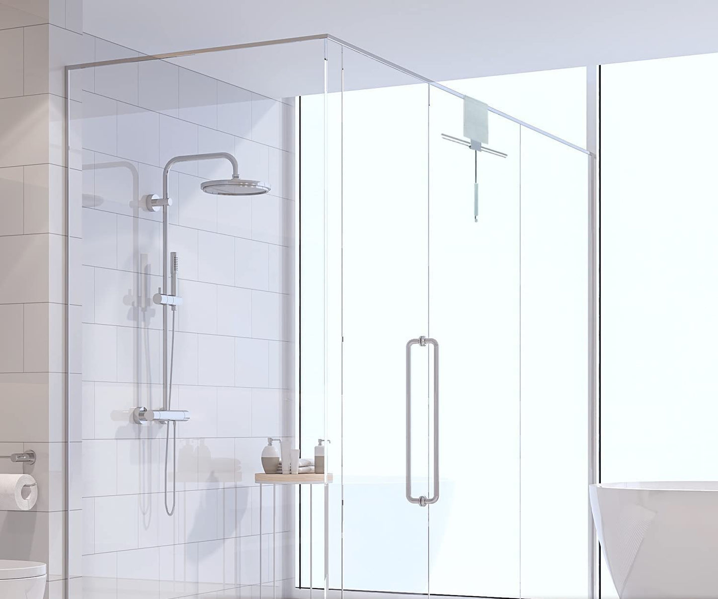 Libaro XXL Shower Squeegee Farini - Window Squeegee - Water Squeegee - Shower Wiper - made of stainless steel and silicone - including matching silicone hooks