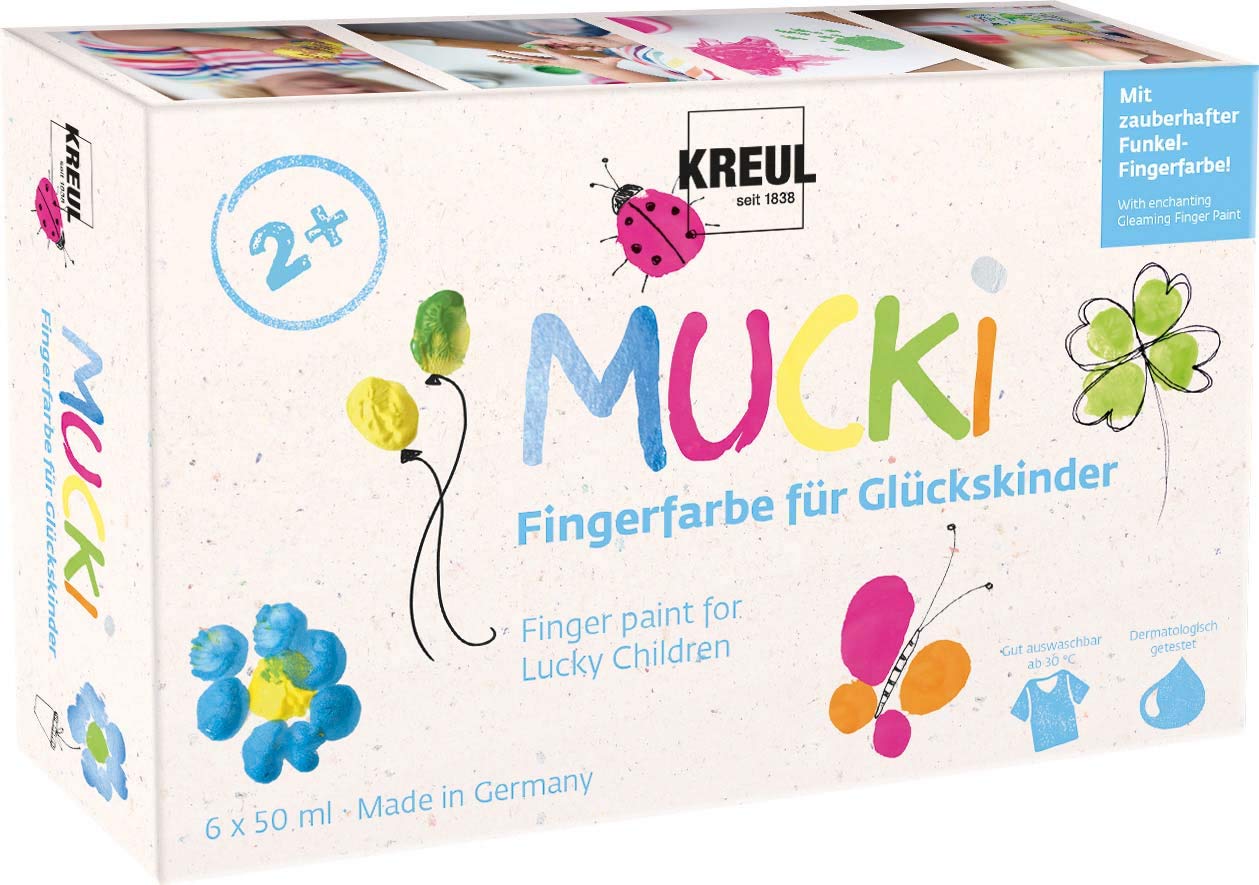 Kreul 23050 - Mucki finger paint for happy children & 2314 - Mucki luminous finger paint, 4 x 150 ml