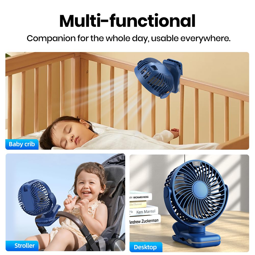 TOPK 5000mAh Clip Fan, Rechargeable Ultra Quiet Clamp Fan with 720° Rotation, Personal Portable Desk Fan for Office Home Lounge Outdoor