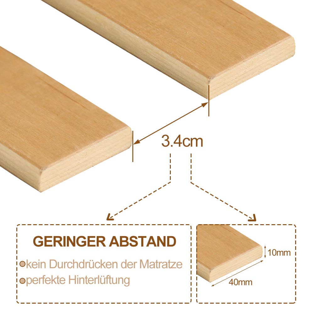 Jopassy slatted frames 2X slat base roll slatted frame 90x200cm 28 slats floor bed up to 200 kg loadable adjustable pre-assembled wooden slats bed frame replacement slats for floor