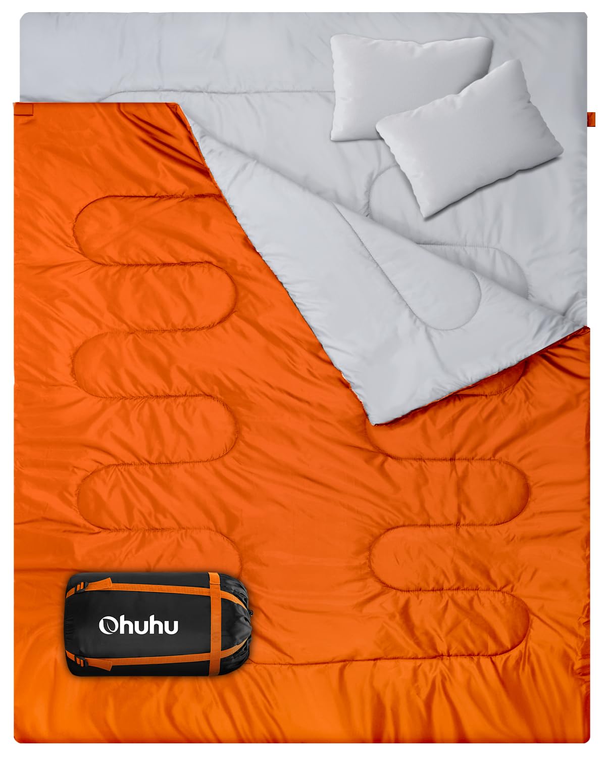 Sleeping Bag Outdoor Double Sleeping Bag - Ohuhu Blanket Sleeping Bag Winter for Adults 2 People and Carrying Bag, Comfortable Temperature for Outdoor Camping