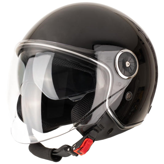 VINZ Tobia jet helmet with double visor | scooter helmet with sun visor | In sizes XS-XXL | ECE 22.06 certified | Motorcycle helmet with visor | Available in many colors - Black