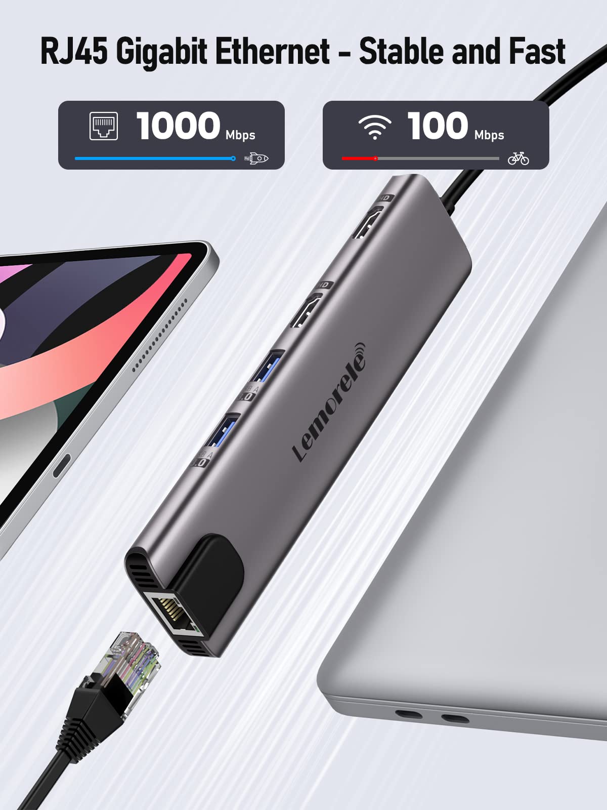 Aluminum Docking Station USB C Hub 2 HDMI, Gigabit Ethernet, 4 USB A, USB C 3.0, PD100W, SD TF, 1000Mbps RJ45 Lan Dock Usbc Adapter MacBook Docking Station Laptop 2 Monitors for Lenovo HP Dell Surface