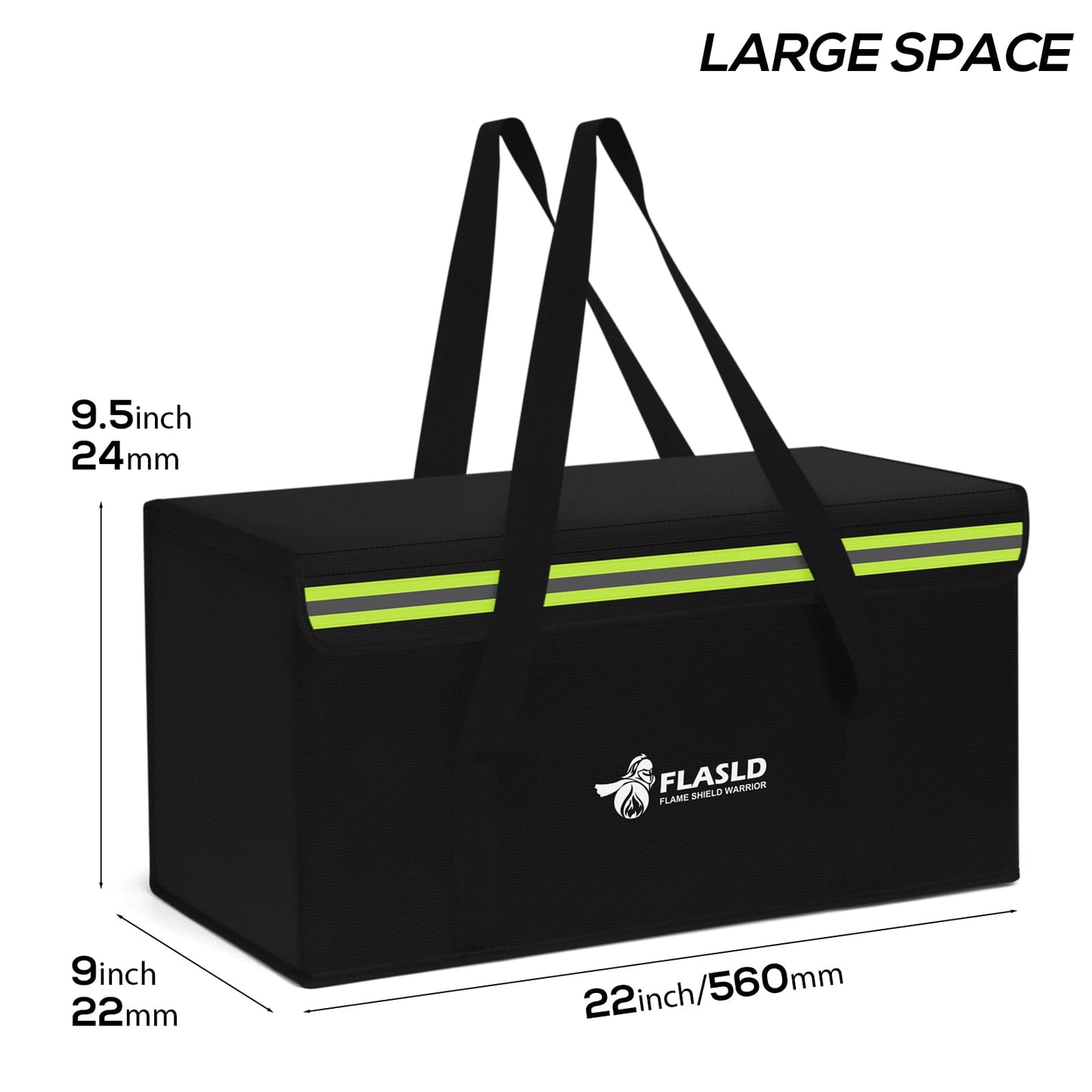 FLASLD Large fireproof Lipo bag for 200Ah lithium battery storage and charging, 560 x 230 x 245mm E-bike battery bag waterproof box for documents and valuables.