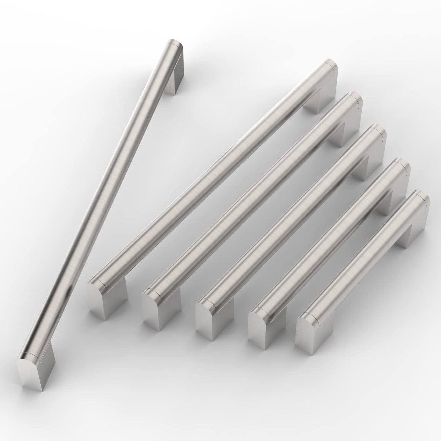 FURNIWARE 10 Pack Furniture Handles, 224mm Center to Center Stainless Steel Cabinet Handles Kitchen Cupboard Pull Used for Bathroom Door Handle Wardrobe (Brushed Satin Nickel)